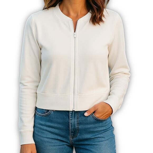 Eileen Fisher White Cropped Jacket Medium Minimalist Modern - Picture 11 of 11